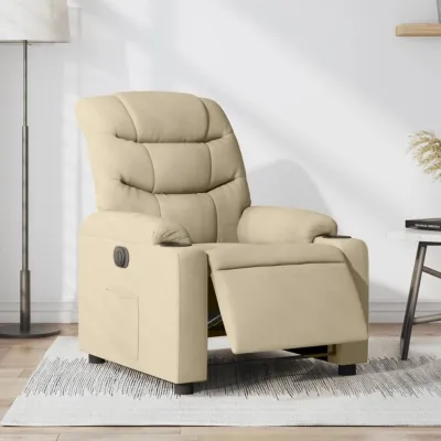 Fauteuil inclinable électrique Crème Tissu