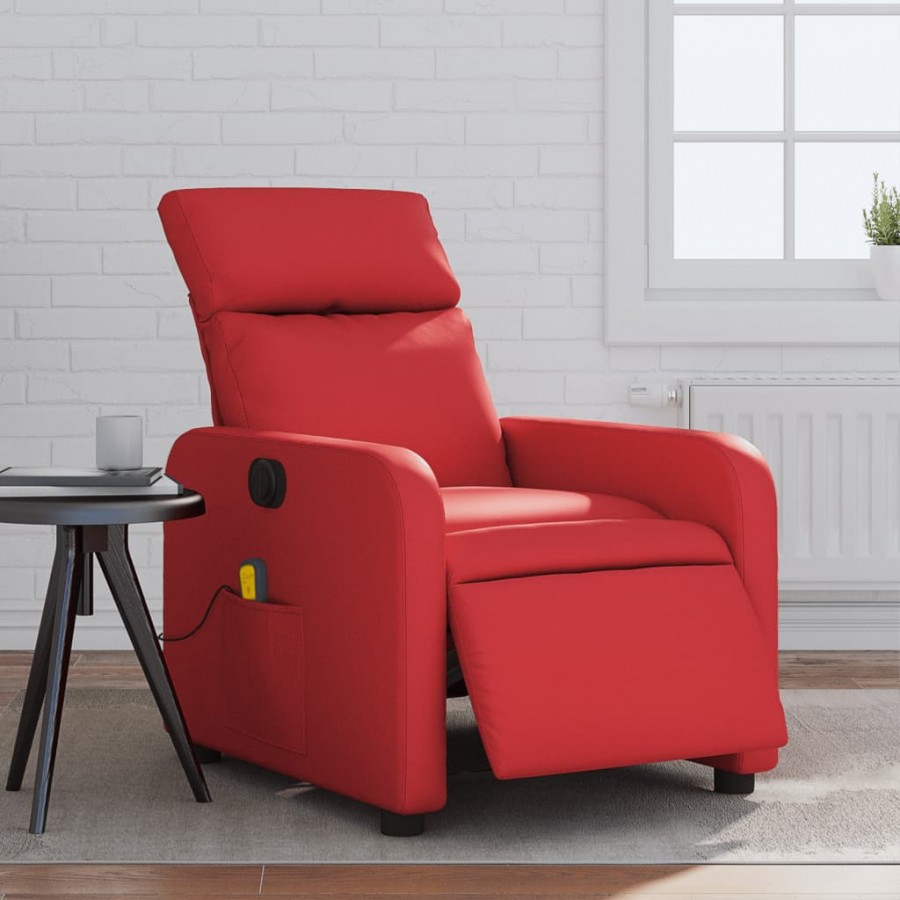 Fauteuil de massage inclinable électrique rouge similicuir