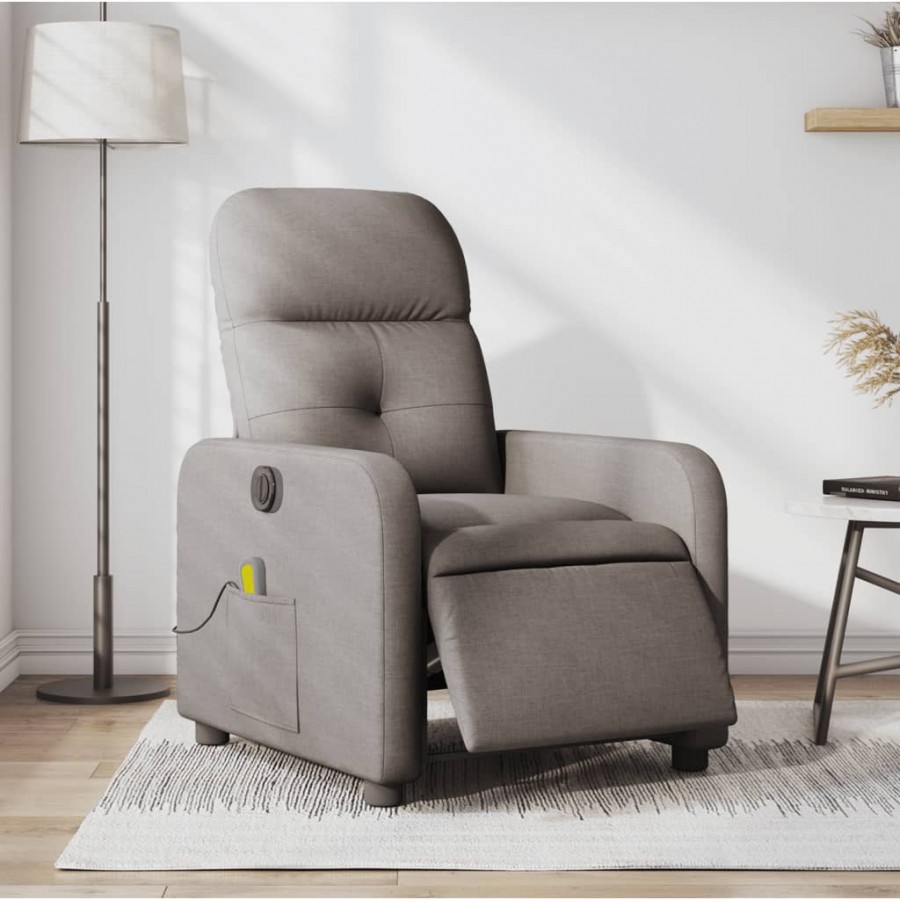 Fauteuil de massage inclinable électrique Taupe Tissu