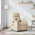 Fauteuil de massage inclinable Crème Tissu