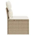 Canapé de jardin sans accoudoirs coussins beige résine tressée