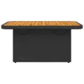 Table de jardin noir 90x55x71 cm résine tressée et bois acacia