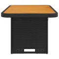Table de jardin noir 90x55x71 cm résine tressée et bois acacia