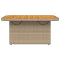 Table de jardin beige 90x55x71 cm résine tressée et bois acacia