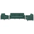 Ensemble de canapés 3 pcs avec coussins vert foncé velours