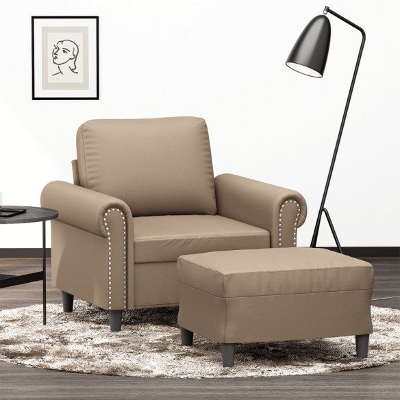 Fauteuil avec repose-pied Cappuccino 60 cm Similicuir