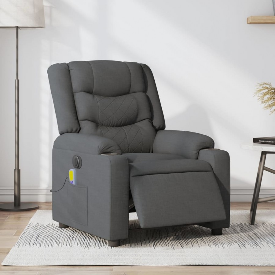 Fauteuil inclinable de massage électrique gris foncé tissu