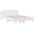 Cadre de lit avec tête de lit blanc 140x200 cm bois pin massif