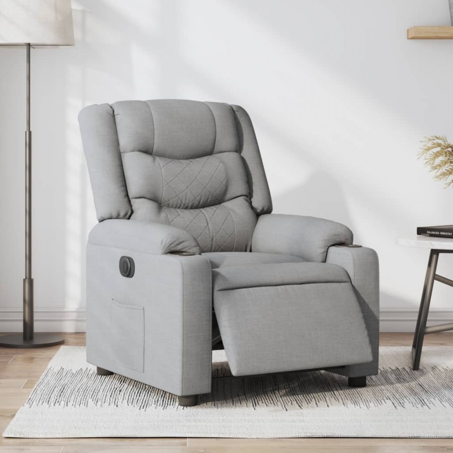 Fauteuil inclinable électrique Gris clair Tissu