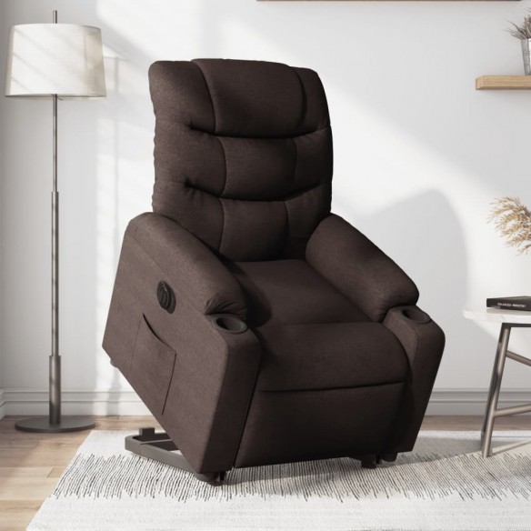 Fauteuil inclinable électrique marron foncé tissu