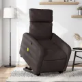 Fauteuil inclinable de massage Marron foncé Tissu