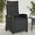 Chaise inclinable de jardin et repose-pied noir résine tressée