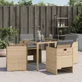 Chaises de jardin avec coussins lot de 4 mélange beige