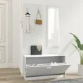 Ensemble d'armoires à chaussures 3-en-1 Blanc Bois d'ingénierie