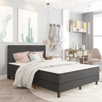 cadre de lit Gris foncé Tissu 180x200 cm