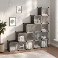 Cubes de rangement 15 pcs avec portes Noir PP