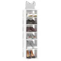 Armoires à chaussures 2 pcs Blanc brillant 27,5x27x102 cm