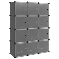 Cubes de rangement 12 pcs avec portes Noir PP