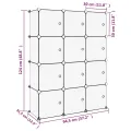Cubes de rangement 12 pcs avec portes Noir PP
