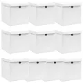 Boîtes de rangement avec couvercle 10pcs Blanc 32x32x32cm Tissu
