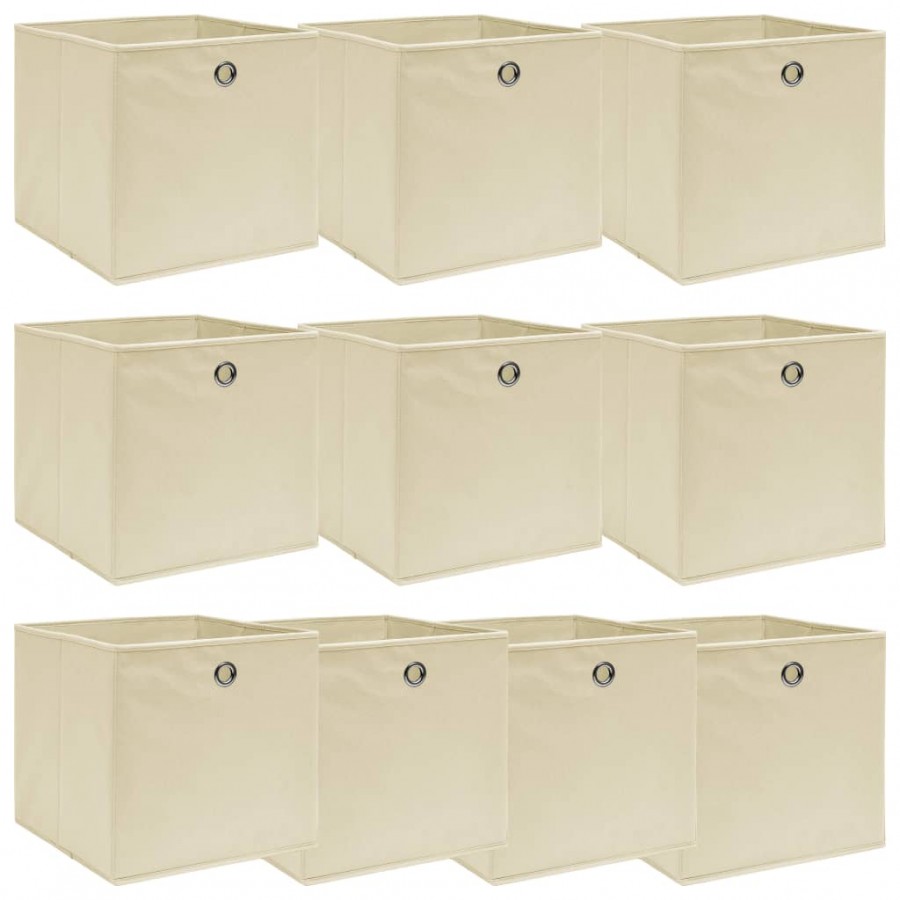 Boîtes de rangement 10 pcs Crème 32x32x32 cm Tissu