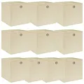 Boîtes de rangement 10 pcs Crème 32x32x32 cm Tissu