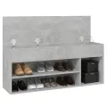 Banc à chaussures Gris béton 105x30x45 cm Aggloméré