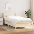 cadre de lit et matelas Crème 90x190 cm Tissu