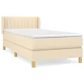 cadre de lit et matelas Crème 90x190 cm Tissu