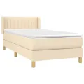 cadre de lit et matelas Crème 90x190 cm Tissu