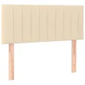 cadre de lit et matelas Crème 90x190 cm Tissu