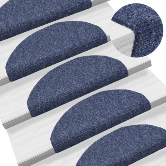 Tapis d'escalier auto-adhésif Poinçon aiguilleté 15 pcs Bleu