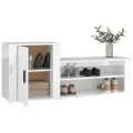 Armoire à chaussure Blanc brillant 130x35x54 cm Bois ingénierie