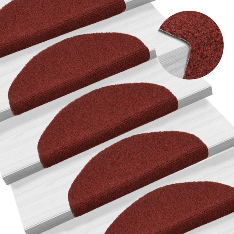 Tapis autoadhésifs de marches 10 pcs Rouge 65x21x4cm Aiguilleté