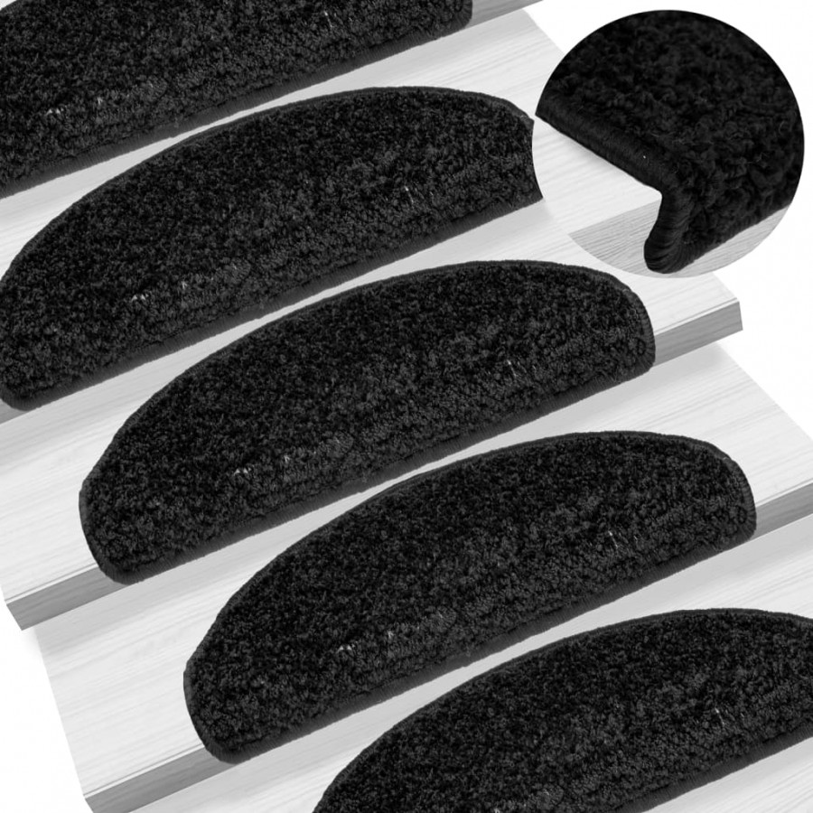 Tapis d'escalier 10 pcs 65x21x4 cm Noir