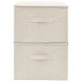 Boîtes de rangement 2 pcs Tissu 43x34x23 cm Crème