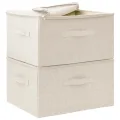 Boîtes de rangement 2 pcs Tissu 43x34x23 cm Crème