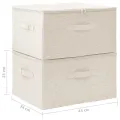 Boîtes de rangement 2 pcs Tissu 43x34x23 cm Crème