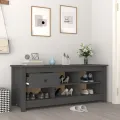 Armoire à chaussures Gris 110x38x45,5 cm Bois de pin massif