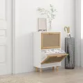 Armoire à chaussures Blanc 52x25x80 cm Bois d'ingénierie/rotin