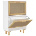 Armoire à chaussures Blanc 52x25x80 cm Bois d'ingénierie/rotin