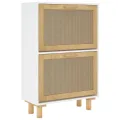 Armoire à chaussures Blanc 52x25x80 cm Bois d'ingénierie/rotin