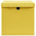 Boîtes de rangement avec couvercles 10 pcs 28x28x28 cm Jaune