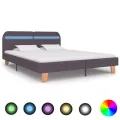 Cadre de lit avec LED Taupe Tissu 160 x 200 cm