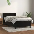 cadre de lit avec matelas Noir 90x200 cm Velours