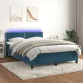 cadre de lit avec matelas LED Bleu foncé 140x200 cm