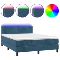cadre de lit avec matelas LED Bleu foncé 140x200 cm