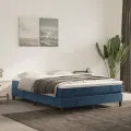 cadre de lit et matelas Bleu foncé 140x200cm Velours