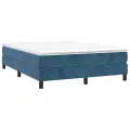 cadre de lit et matelas Bleu foncé 140x200cm Velours