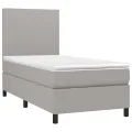 cadre de lit et matelas et LED Gris clair 100x200 cm